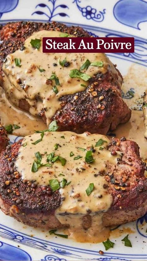 Tenderloin Steak Recipes, Crusted Steak Recipe, Beef Tenderloin Steaks, Steak Kebabs, Florentines Recipe, Sauce Au Poivre, Tenderloin Steak, Classic French Dishes, Preppy Kitchen