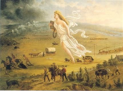 John Gast- 1872 painting "American Progress" Teaching American History, Cc Cycle 3, Westward Expansion, American History Lessons, Manifest Destiny, First Year Teaching, Into The West, Classical Conversations, Cycle 3