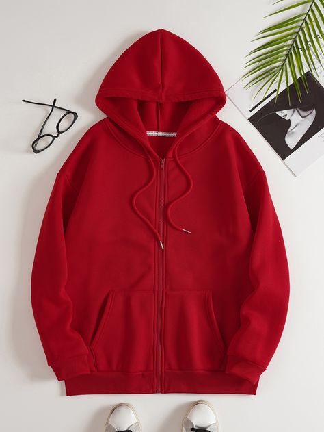 Solid Hoodie, Women Sweatshirts, Formal Dresses For Women, Red Hoodie, Hoodies For Sale, Womens Casual Outfits, Casual Hoodie, Outerwear Jackets, Denim Women