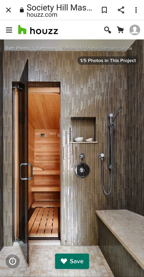 Sauna Cold Plunge Room, Sauna In Master Bath, Master Bath With Sauna, Sauna Shower Combo Master Bath, Bathroom With Sauna, Sauna Bathroom Ideas, Basement Sauna, Sauna Bathroom Design, Sauna Bathroom