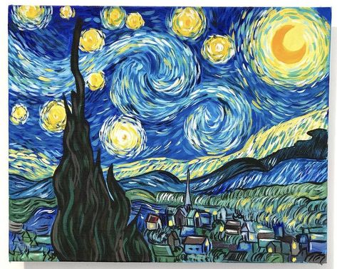 فنسنت فان جوخ, Starry Night Art, Butterfly Art Painting, Arte Peculiar, Arte Van Gogh, The Starry Night, Cute Canvas Paintings, Canvas Painting Designs, Van Gogh Art