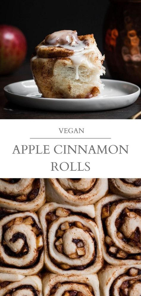 Maple Icing, Vegan Apple Pie, Apple Cinnamon Rolls, Vegan Cinnamon Rolls, Vegan Baking Recipes, Vegan Apple, Vegan Brunch, Vegan Bakery, Weekend Breakfast