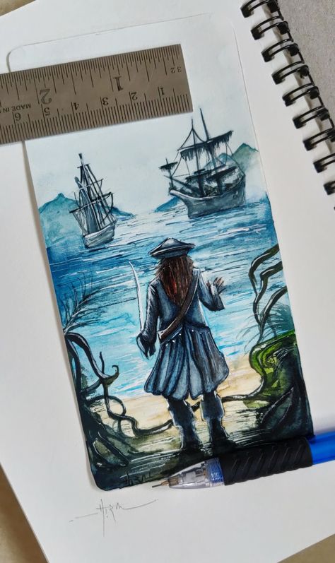 Captain jack Sparrow #jonnydeep #jacksparrow #watercolor Jack Sparrow Watercolor, Pirates Of The Caribbean Watercolor, Jack Sparrow Painting, Jack Sparrow Dibujo, Jack Sparrow Drawing, Kraken Art, Blue Skye, Kaptan Jack Sparrow, Inspiration Painting