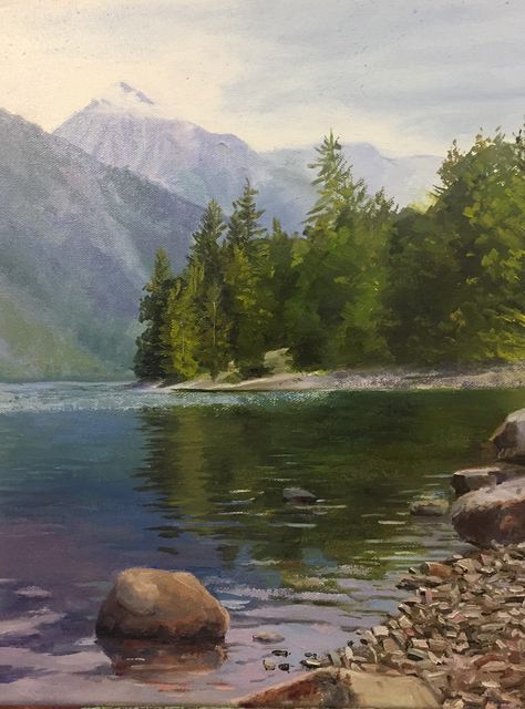 Nature, Bonito, Mountain Lake Landscape Painting, Mountain Painting Reference, How To Draw Lake Water, Mountains Reference Photo, Photo References For Drawing Landscape, Lake Landscape Drawing, Lake Drawing Reference