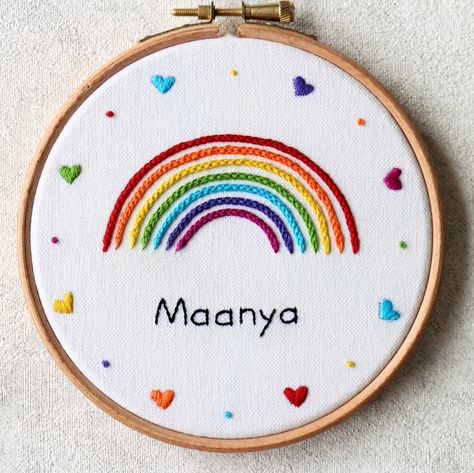 Rainbow Embroidery Pattern, Rainbow Embroidery, Embroidery Stitches Beginner, Hand Embroidery Patterns Free, Embroidery Hoop Crafts, Simple Embroidery Designs, Hand Embroidery Videos, Basic Embroidery Stitches, Color Guide