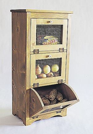 Wooden Storage Bins, Store Produce, Onion Storage, Potato Storage, Vegetable Bin, Vegetable Storage, Diy Kitchen Storage, Diy Kitchen Cabinets, Kitchen Cabinet Storage