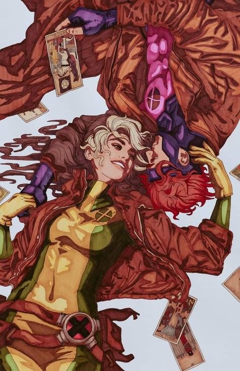 Rogue and Gambit - X MEN Rouge Xmen Comic, Gambit Wallpaper, Rogue And Gambit, Rogue Comics, Rogue Cosplay, Rogue Xmen, Gambit X Men, Xman Marvel, Gambit Marvel