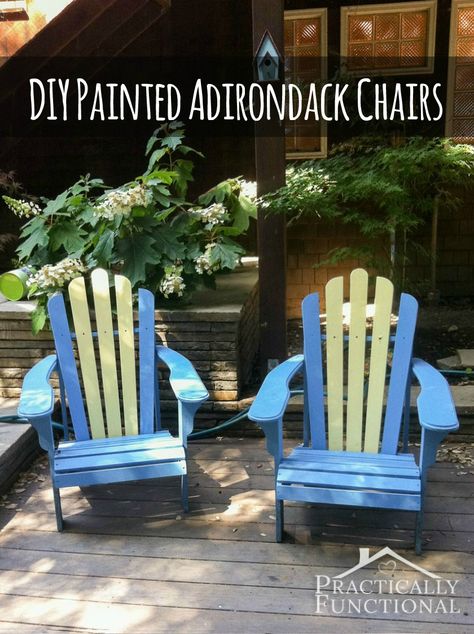 DIY Painted Adirondack Chairs: Painting Adirondack chairs is way easier than you might think! Painted Adirondack Chairs, Diy Kids Chair, Diy Chairs, Adirondack Chairs Diy, Muskoka Chair, Diy Frühling, Ultimate Backyard, Adirondack Chair Plans, Porch Chairs