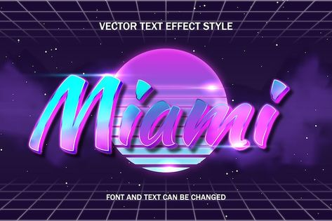 Miami Font, Miami Club, Miami Night, Typography Lettering, Miami Vice, Text Effect, Typography Letters, Font Style, Font Styles