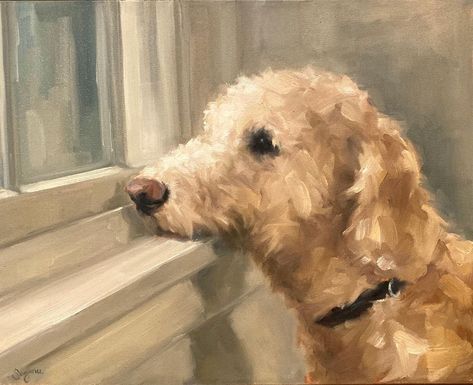 Golden Doodle Sketch, Golden Doodle Painting, Golden Doodle Watercolor, Golden Doodle Drawing, Goldendoodle Painting, Golden Doodle Art, Goldendoodle Art, Portraits Painting, House Flipper