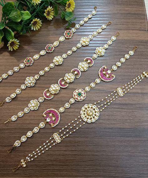 Matha Patti Gold Jewellery, Mathapatti Designs, Sheesh Phool, Gold Maang Tikka, Rajput Jewellery, Indian Jewelry Gold, Mang Tika, Fashion Empire, Rajputi Jewellery