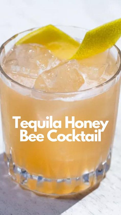 The Tequila Honey Bee is a sweet and refreshing cocktail that is perfect for the springtime. Made with tequila, honey, lemon juice, and a splash of soda water, this cocktail is simple yet delicious. The honey adds a natural sweetness that is balanced out by the tartness of the lemon juice. #TequilaHoneyBee Tequila Honey Bee, Honey Tequila Drinks, Tequila Honey Bee Cocktail, Ginger Tequila Cocktail, Honey Margarita Recipe, Tequila Ginger Ale Cocktails, Lemonade Tequila Cocktail, Lemon Tequila Cocktail, Signature Tequila Cocktail