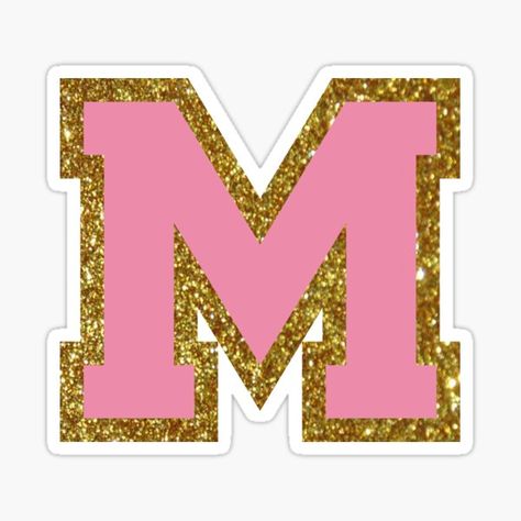 The Letter M Design, Pink Letras, M Sticker, Calligraphy Letters Alphabet, Alphabet Letters Design, Letter Find, Pink Birthday Party, Varsity Letter, Glitter Letters