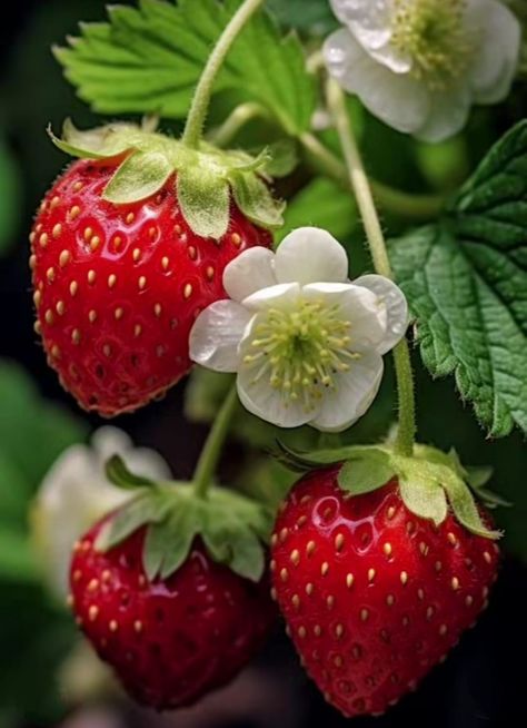 Nature Photography Reference, Fruit Art Reference Photos, Bright Fruit Photography, Fruits Drawing Reference, Wild Strawberries Aesthetic, Strawberry Still Life Photography, Reference Photos Fruit, Reference Photos Flowers, Strawberry Fields Aesthetic