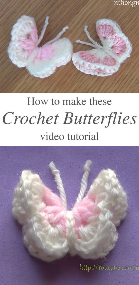 Crochet Butterflies, Leg Warmers Crochet Pattern, Crochet Butterfly Free Pattern, Leg Warmers Pattern, Crochet Butterfly Pattern, Butterfly Tutorial, Crochet Leg Warmers, Applique Tutorial, Confection Au Crochet