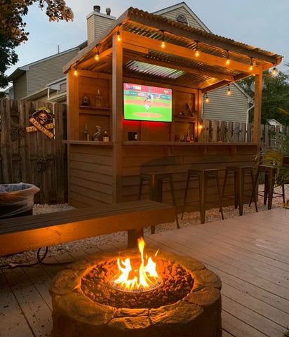 Yard Bar Ideas, Outside Bar Ideas Patio, Patio Bar Ideas Outdoor, Backyard Tiki Bar Ideas, Outdoor Bar And Grill Ideas, Outdoor Bar Shed, Deck Bar Ideas, Outside Bar Ideas, Poolside Bar Ideas