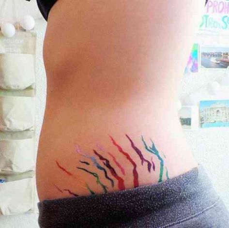 Live your life as a strong women who has earned her stripes. Stretch Mark Tattoo, Tattoos Masculinas, Bauch Tattoos, Mark Tattoo, Rainbow Tattoos, Tattoo Techniques, Stomach Tattoos, Stretch Mark, E Tattoo