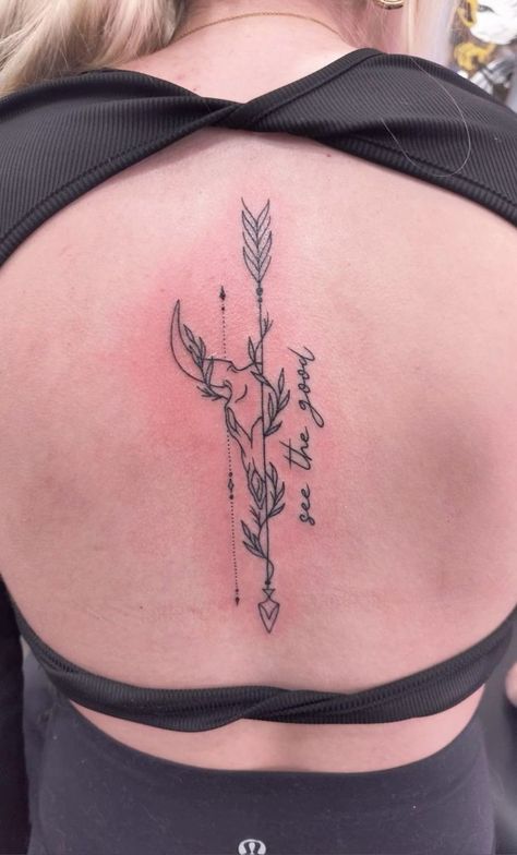 Simplistic Sleeve Tattoo, Antler Back Tattoo, Western Back Tattoos For Women, Hand Tattoos For Women Western, Country Spine Tattoos For Women, Tattoo Ideas Female Country, Spine Tattoos For Women Western, Western Shoulder Tattoos For Women, Country Sleeve Tattoos For Women