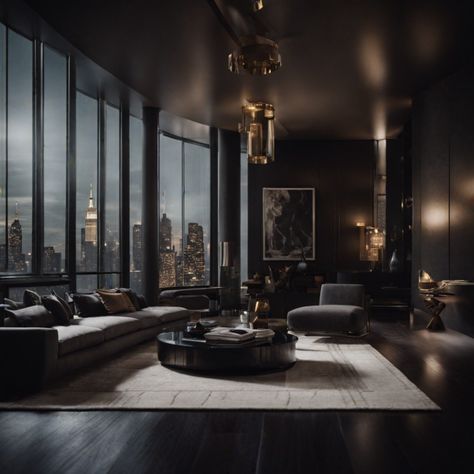 Indulge in the allure of dark with our collection of luxurious New York penthouse staircase inspiration. #newyork #penthouse #dark #bedroom #luxurious Luxurious Interior Design, Inspire Me Home Decor, Design Room, Living Room Inspo, Contemporary Living Room, A Living Room, Large Living Room, Formal Living Rooms, Living Room Inspiration