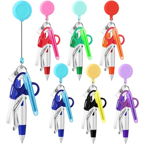 PRICES MAY VARY. Nurse Accessories for Work Set: you will receive 36 pieces of nursing badge accessories, including 6 acrylic badge reels, 6 retractable shuttle pens, 6 pieces of mini highlighters, 6 permanent markers, 6 mini scissors and 6 metal circles; A wide range of practical medical accessories to meet your needs; We add bubble roll to wrap products to prevent breakage Nurse Badge Reel: the medical badge reel is designed with skull style, bright and colorful, which will bring you a happy m Mini Scissors, Nurse Accessories, Medical Accessories, Badge Accessories, Nursing Badge, Medical Badge, Skull Style, Nursing Accessories, Nurse Badge Holders