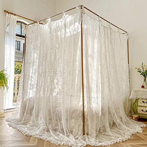 Gorgeous canopy. Feels like a fairy tale. Curtain Canopy, Canopy Bedroom Sets, Rooms Decoration, Bed Net, Wedding Bedroom, Canopy Bedroom, Lace Bedding, Woman Bedding, Bed Canopy