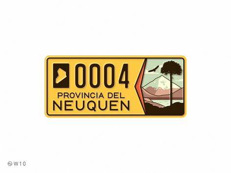 W10 - Neuquén License Plate by Gustavo Zambelli License Plate Designs, Car Plates, The 50s, License Plates, License Plate, Creative Professional, Art Wallpaper, Concept Design, Novelty Sign