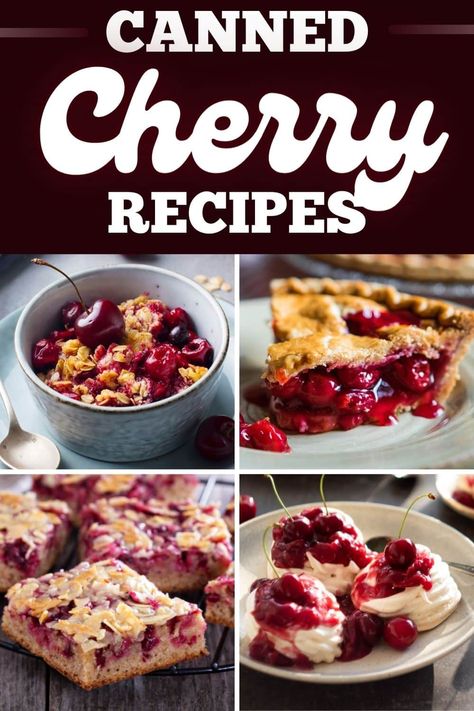 These canned cherry recipes result in the most delicious treats! From cheesecake to pie to cobbler, canned cherries are an easy way to whip up desserts. Canned Cherry Recipes, Cherry Pie Filling Recipes Desserts, Cherry Recipes Canning, Cherry Pie Filling Recipes Easy, Cherry Filling Recipes, Sweet Cherry Recipes, Cherry Crisp Recipe, Easy Cherry Cobbler, Tart Cherries Recipes