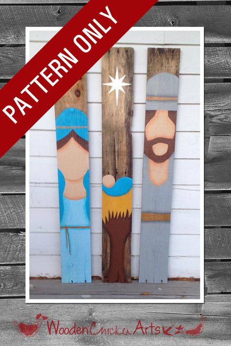 Excited to share the this pattern from my #etsy shop: Pallet Wood Christmas Nativity Set - PATTERN http://etsy.me/2isWpOq #supplies #christmas #painting #pattern #palletwood #christmasnativity #simple #babyjesus #mary Pallet Wood Christmas, Christmas Nativity Set, Wooden Christmas Decorations, Pallet Christmas, The Nativity, Christmas Wood Crafts, Wood Christmas, Pallet Ideas, Christmas Nativity