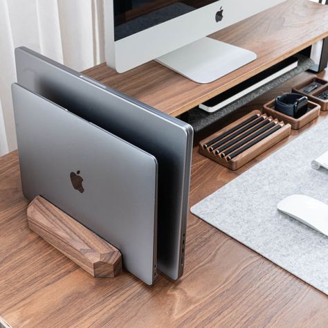 Upgrade your workspace with our solid wood double laptop stand! 🌿✨ Designed to hold two devices, it’s perfect for multitaskers and creatives. Crafted from premium wood, it combines functionality with a touch of natural elegance. Transform your desk setup and boost your productivity today! #WorkspaceGoals #DoubleLaptopStand #Handcrafted #Woodwork #Ergonomics #HomeOffice #RemoteWork #SustainableLiving #DeskSetup #InteriorDesign #ProductivityBoost #NatureInspired #workspace #workplace Wood Monitor Stand, Laptop Stand Wood, Office Desk Organization, Vertical Laptop Stand, Solid Wood Office Desk, Notebook Diy, Wood Office Desk, Laptop Holder, E Book Reader