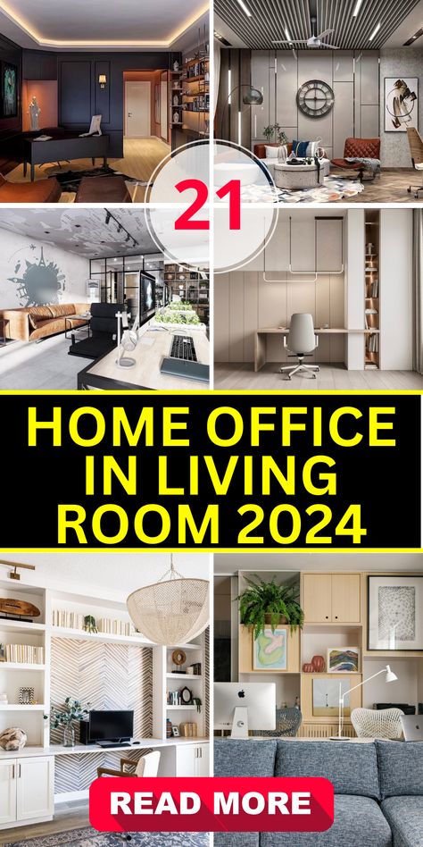 21 Home Office in Living Room Ideas for Stylish Productivity | 2024 Trends - placeideal.com Home Office Split Room, Sofa In Home Office, Office And Sitting Room, Office Combo Room, Home Office Lounge Area, Office In Living Room Ideas, Home Office In Living Room, Livibg Room, Office In Living Room