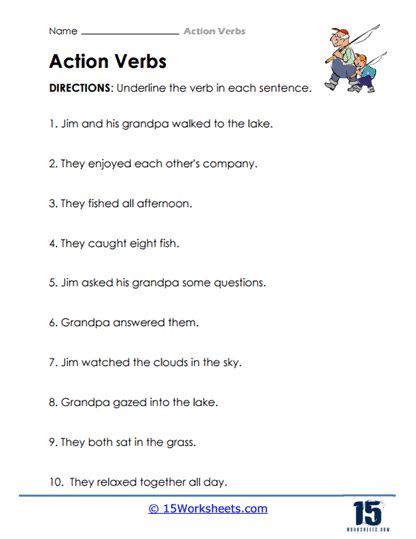 Ace Parts of Speech with Find the Verbs in Sentences Worksheet: Interactive Language Resource Sentences Worksheet, Verb Practice, 10 Sentences, Design Learning, Verb Worksheets, Grammar Skills, Action Verbs, The Sentence, Grammar Worksheets