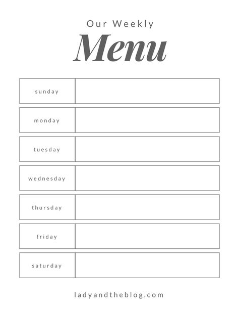 Weekly Dinner Planner, Menu Planning Printable, Family Dinner Menu, Family Meal Planner, Menu Sans Gluten, Meal Planning Printable Weekly, Menu Planner Printable, Weekly Meal Plan Template, Dinner Planner