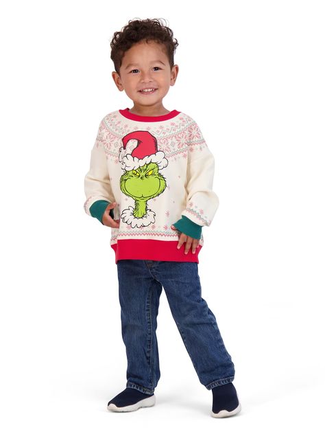 Buy The Grinch Christmas Toddler Unisex Fleece Sweatshirt with Long Sleeves, Sizes 12M-5T at Walmart.com Grinch Outfit Kids, Grinch Clothing, Grinch Outfit, A Grinch Christmas, The Grinch Who Stole Christmas, Dr Seuss The Grinch, Baby Grinch, The Grinch Christmas, Grinch Who Stole Christmas