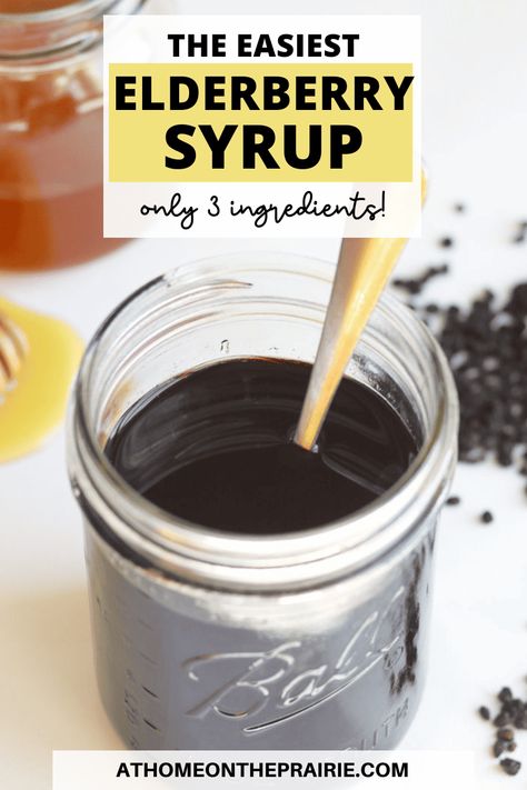 Learn how to make this easy 3 ingredient elderberry syrup recipe. Boost your immune system and stay healthy with this simple homemade natural remedy. Remedy For Cold, Elderberry Syrup Recipe, Homemade Elderberry, Elderberry Recipes, 3 Ingredient Recipes, Homemade Syrup, Skin Natural Remedies, Arrowroot Powder, Elderberry Syrup