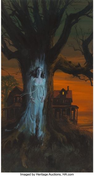 Artwork by Victor Prezio, Image of a Ghost, paperback cover, Made of Mixed media on board Gothic Romance Art, Vintage Horror Art, Gothic Romance Books, Arte Pulp, Pulp Horror, Horror Book Covers, Gothic Books, Gothic Novel, Halloween Artwork