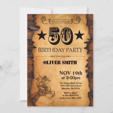 Dont miss out on this limited time offer 50th Western Birthday Invitation $2.35 #adultbirthday #westernbirthday #wildwesthorseoldpaper #rusticwoodcountryvintagebarn #westernthemepartywanted #cowboy #woodenbrownboots #50thbirthday #fiftybirthday #fiftiethbirthdayformen Surprise 60th, Surprise 40th, Surprise 50th, Surprise Birthday Invitations, Country Birthday, Western Birthday, Western Theme Party, 21st Birthday Invitations, 60th Birthday Invitations