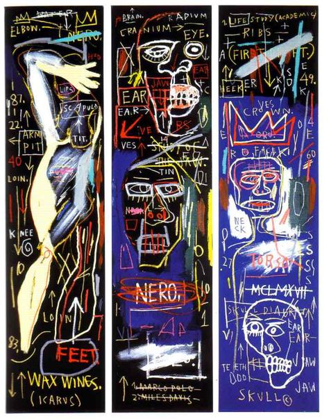 “THE GREAT” Jean-Michel Basquiat – Original Blog of "Brand DOUBLED"© Neo Expressionism, Jean Basquiat, Jm Basquiat, Jean Michel Basquiat Art, Basquiat Paintings, Basquiat Art, Triptych Art, Expressionist Painting, Jean Michel Basquiat