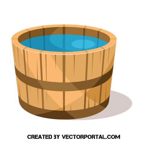 Wooden tub filled with water Wooden Tub, Wood Tub, Water Vector, Artsy Background, Wood Bath, Wood Games, Water Drawing, Water Bucket, Free Vectors