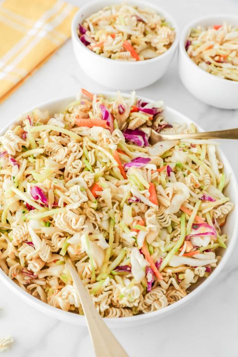 Ramen Noodle Coleslaw 5 Ramen Noodle Coleslaw, Coleslaw With Ramen Noodles, Ramen Coleslaw, Ramen Noodle Salad, Coleslaw Salad, Simple Dressing, Sheet Pan Suppers, Ramen Noodle Recipes, Ramen Recipes