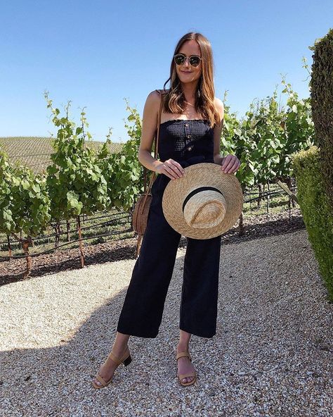 What I wore (sparkling) wine tasting this weekend in Napa! 🥂Love, love this navy jumpsuit—it’s comfortable, flattering, can be worn with or… #napavalley wine tasting outfit, napa valley outfit ideas, best wineries in napa, domain carneros winery, abercrombie jumpsuit #abercrombie #abercrombiestyle #summerstyle capsule wardrobe, summer capsule, women's outfit ideas summer, cute summer looks, navy jumpsuit, summer wedding guest outfit, classic style #ltkspring #ltkgetaway #ltkunder100 Napa Valley Outfit, Valley Outfit, Napa Outfit, Wine Tasting Outfit, Wineries Outfit, Dark Blue Suit, Navy Jumpsuit, Summer Wedding Outfit Guest, Wedding Guest Outfit Summer