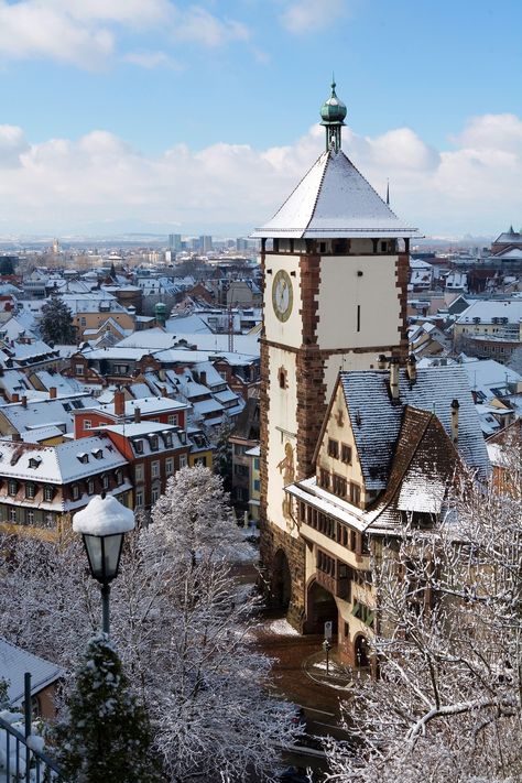 The Schwabentor in Freiburg in winter Germany In Winter, Germany Winter, Winter Collage, Freiburg Germany, German Castles, City Pics, Gorgeous Places, Cities In Germany, Winter Vibes