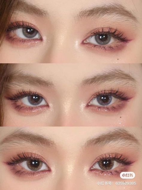 Korean Hooded Eye Makeup, Epicanthic Fold Makeup, Korean Makeup Trends, Ideal Makeup, Douyin Makeup, Cute Eye Makeup, Doll Eye Makeup, Korean Eye Makeup, Ulzzang Makeup