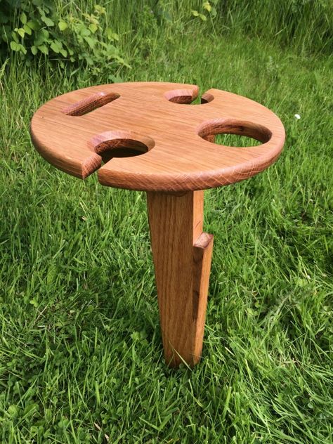 Folding Wine Table, Picnic Wine, Galaxy Crafts, Wooden Hinges, Portable Picnic Table, Wine Picnic, Barrel Projects, Solid Oak Table, Pub Sheds