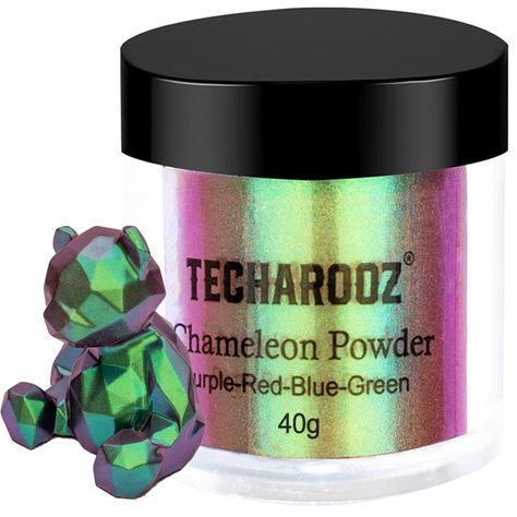 PRICES MAY VARY. Purple-Red-Blue-Green: TECHAROOZ Color Shift Mica Powder offers a different Look/color when viewed at different angles. This jar contains 40g covering hues of purple, red, blue & green. Brush them onto your Resin casts or mix them in your Resin for breathtaking Resin Art. Cosmetic Grade: Our Chameleon Powder is skin friendly and made with high quality safe ingredients ensuring that you can create amazing pallets of holographic eyeshadow, color shift spray paint, Nail Polishes, W Holographic Eyeshadow, Epoxy Resin Supplies, Holographic Nail Powder, Paint Nail, Chameleon Color, Nail Decor, Planner Business, Artist Supplies, Resin Supplies