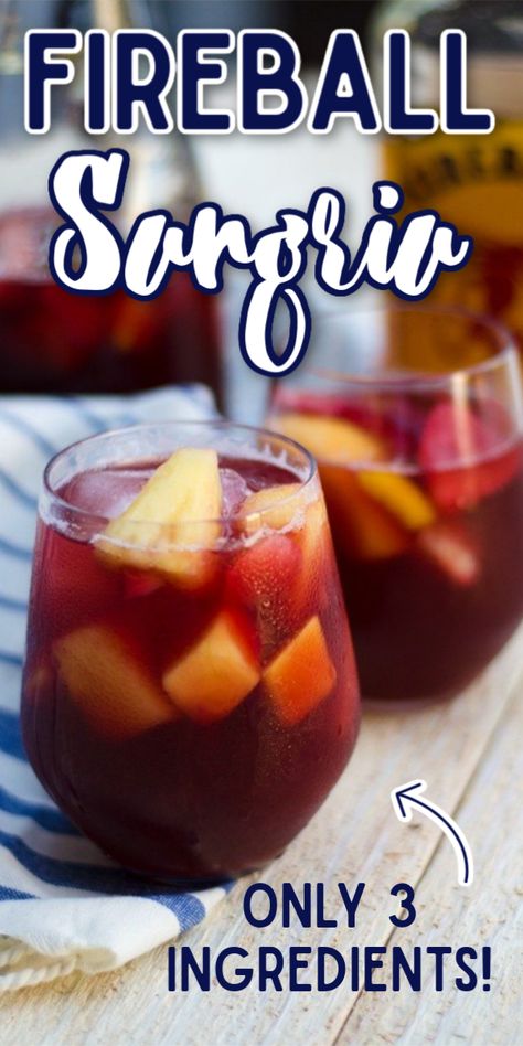 Sangria Recipes Easy, Fireball Sangria, Fireball Drinks Recipes, Fireball Recipes, Fireball Drinks, Summer Sangria Recipes, Red Sangria Recipes, Easy Sangria Recipes, Recipe For Summer