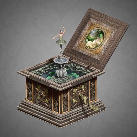 Pond With Fish, Antique Music Box, Music Box Ballerina, Music Box Vintage, Wooden Music Box, Mahō Shōjo, Musical Box, Music Box Jewelry, Old Music