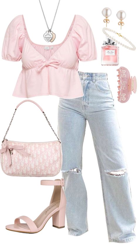 #ootd #outfitidea #coquette #pink Coquette Outfits, Coquette Outfit, Coquette Girl, Cute Modest Outfits, Coquette Style, Casual Preppy Outfits, Shein Outfits, Cute Preppy Outfits, Church Outfits