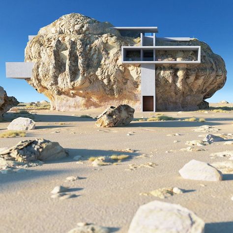 Modern Rock House Built Into the Side of an Enormous Boulder architectural designer Amey Kandalgaonkar has conceived a modern home embedded into the side of an enormous rock. Architecture Art Nouveau, Architecture Cool, Mountain Architecture, Pic Inspiration, Creative Architecture, Nature Architecture, Zaha Hadid Architects, Architectural Photographers, House On The Rock