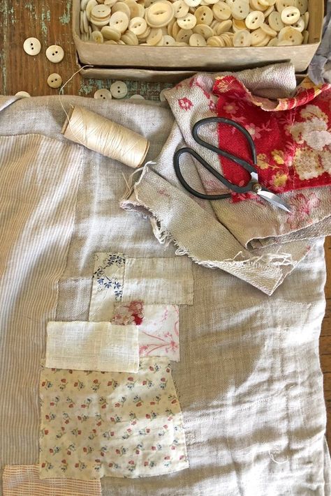 Scrap Binding, Mending Clothes, Ann Wood, Make Do And Mend, Visible Mending, Fabric Journals, Antique Linens, Slow Stitching, Make Things