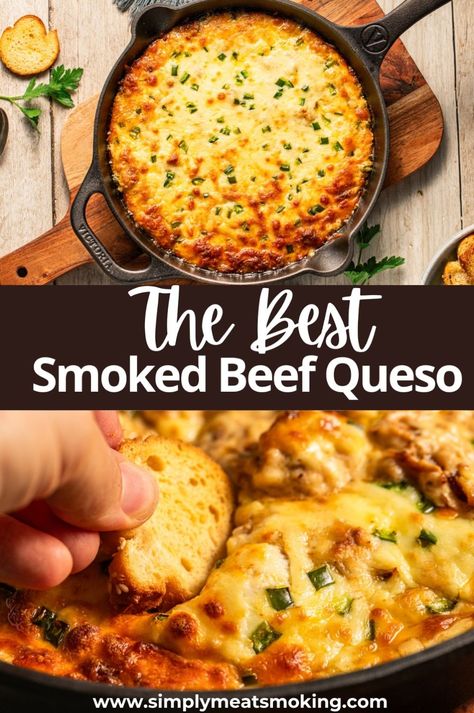 Enjoy a tasty and easy queso dip with this smoked beef queso. Made with ground beef and real cheese, this dip is perfect for parties and gatherings. You can cook it on the smoker or in a skillet for that delicious smoky flavor. With recipes for both Velveeta and homemade queso, you'll find the perfect dip for any occasion. This cheesy appetizer will be a hit. Save the recipe for later Queso Without Velveeta, Queso Dip With Ground Beef, Beef Queso Dip, Easy Queso Dip, Dip With Ground Beef, Smoked Queso Dip, Easy Queso, Smoked Queso, Bbq Snacks